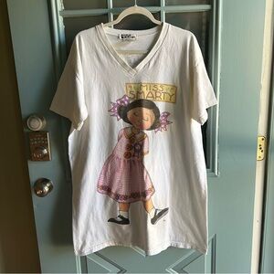 Vintage 90’s Oversized Cotton V Neck Mary Engelbreit Miss Smarty RARE Made USA